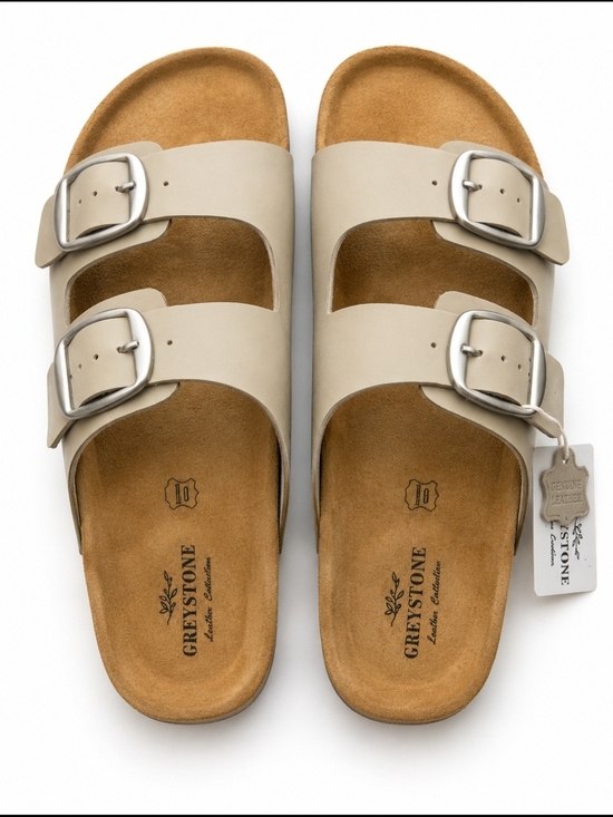Shoes - Greystone Double Buckle Sandals in Beige